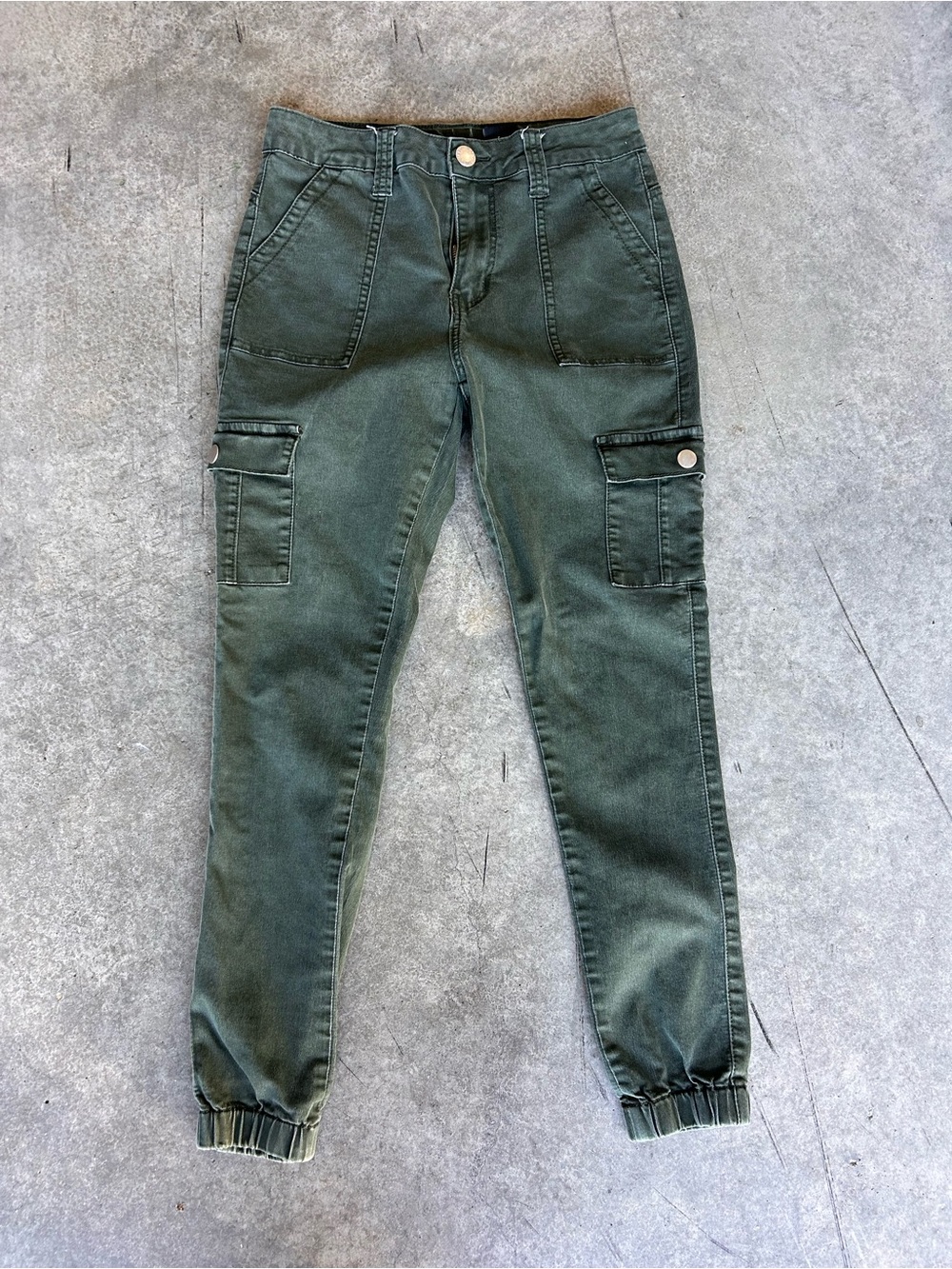 VIP Jeans Women’s 7/8 Olive Green Cargo Jogger Pants Utility Skinny